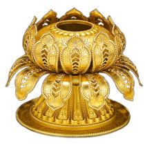 Spot Huibao hand-operated gold wheel pure copper lotus base with double-layered lotus petals that can be released inside the base of the rotating drum
