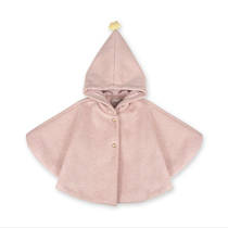 Baby cloak hooded autumn and winter clothing baby girl windproof coat girl red going out clothing Christmas New Year clothing thickened