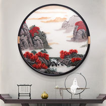 New Chinese style round entrance decoration n painting good luck head embroidery hanging painting Su embroidery dining room mural Chinese style living room wall