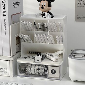 Inclined plug pen holder large capacity multi-function student desktop storage box children's brush mark pen classification storage rack