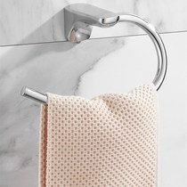 Nordic bathroom punch-free golden towel ring shower room hand-wiping hook rack chrome-plated bathroom face wash foot cloth wall hanging