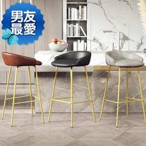 Nordic light luxury bar f chair home modern simple high chair wrought iron leisure o bar front desk cafe high chair