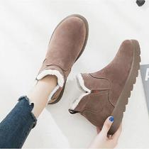 Snow boots for women winter velvet thickened short boots 2021 new warm cotton boots flat V bottom anti-slip mom cotton