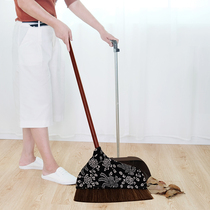 Soft bristle broom household wooden floor bristle sweeping broom dustpan set combination sweeping dust hair broom brown