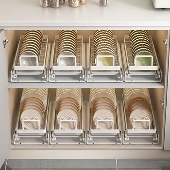 Shuaishi kitchen pull-out dishes rack cabinet pull-out basket bowl rack drawer type platter storage drain and place it all over
