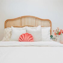 Rattan bed headboard B&B model room background floor decoration ins natural rattan bed backrest
