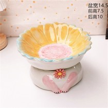 Imported German cat bowl ceramic cat food bowl cervical vertebra oblique opening pet supplies tall bowl cat food water basin dog bowl