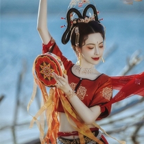 Cross-border new style ribbon h tambourine drum dance props Feitian music drum Dunhuang tambourine drummer rattle drummer