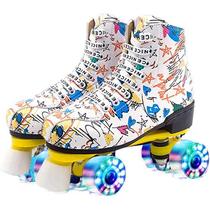 Summer breathable canvas glitter double-row skating rink shoes roller skates adult wear-resistant roller skates four-wheel capable