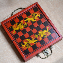 International chess three-dimensional terracotta warriors and horses chess elephant high-end creative leather folding elephant chess board travel Juzi brand art entertainment