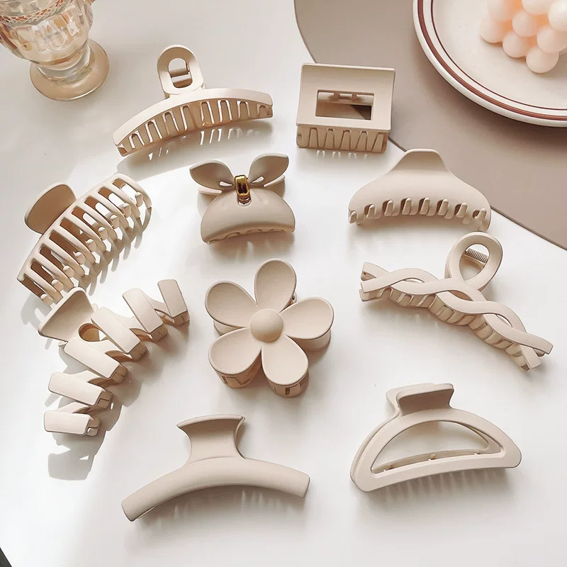 Новый зажим для волос из Solid Color Hair Claw Clip Crab Simple Beige Hair CL
