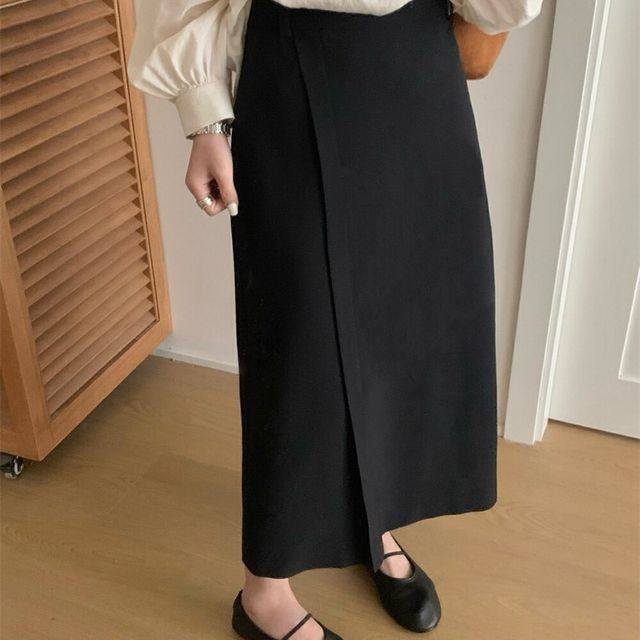 Suit skirt 2024 autumn and winter slit temperament mid-length skirt large size slim and versatile A-line skirt that covers the crotch and has a high-end feel