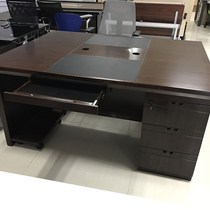 Recommended Chinese paint double digit computer desk 1 6 m solid wood leather desk middle class desk 2 people with computer desk finance