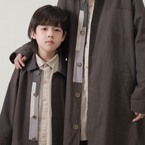 oddtails boys western style parent-child windbreaker jacket new spring and autumn clothing for older children in contrasting color splicing long-sleeved tops