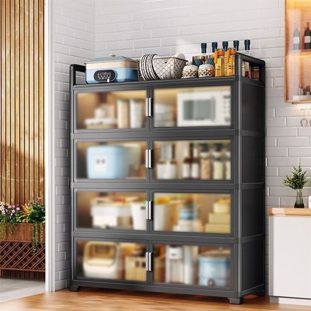 Kitchen cabinet cupboard storage rack aluminum q alloy side cabinet multi-layer storage simple household storage storage kitchen