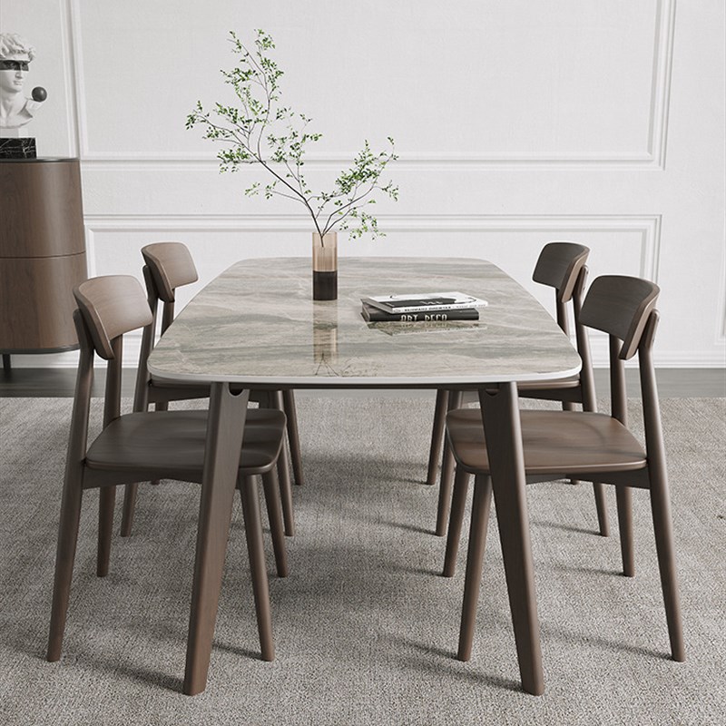 Nordic rock plate dining table and chairs combined home small household y type modern minimalist Rectangular Dining Table Black Walnuts Solid Wood Dining-Taobao