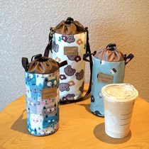 Korean cross-body water cup bag anti-fall plus s thick water cup cover portable cartoon cute waterproof and insulated round kettle