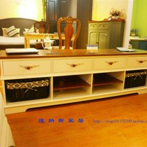 Manufacturer American country g European style solid wood log TV and film cabinet wall combination hall cabinet with drawer pastoral style