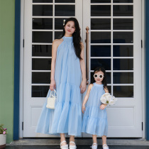 Resort style parent-child wear girls dress summer sweet star Bailu same style halter dress beach dress fashionable