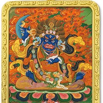 New custom-made black robe Vajra Gawu box portable pocket small thangka with Tibetan scripture pendant car hanging mineral color