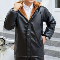Leather pants mens leather jacket suit for cycling thickened and velvet winter E season 2022 new waterproof work windproof protection