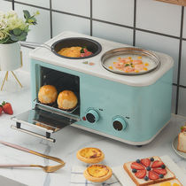 New multifunctional breakfast machine household four-in-one breakfast machine three-in-one toaster electric oven grass blue 2