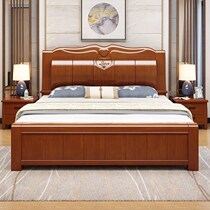 New bedroom furniture combination set complete set of Chinese style solid wood furniture whole house master bedroom second bed wardrobe wedding room complete
