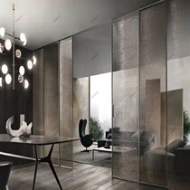 Japan imported art metal wired glass extremely narrow aluminum alloy frame sliding sliding door kitchen bathroom balcony