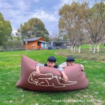 Internet celebrity outdoor inflatable sofa music festival double portable lounge chair camping air bed U cushion foldable lunch break