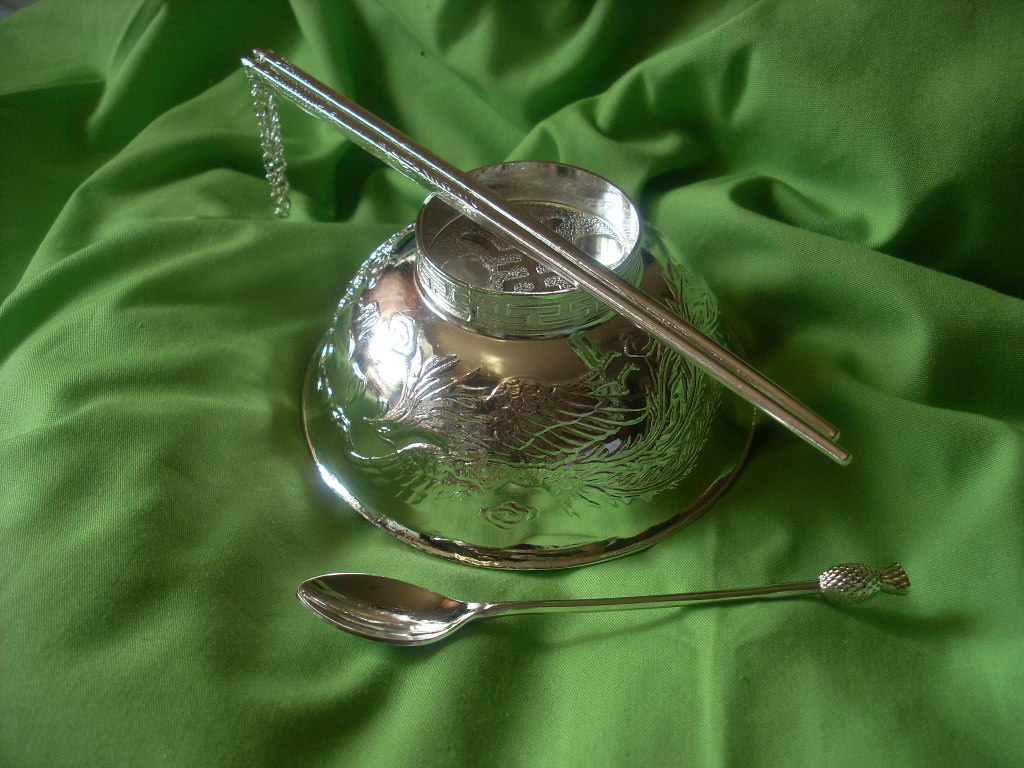 Creative Gift Miao Silver G Tableware Bowl Mouth Diameter 11 5 cm Longfeng silver bowls silver chopstick silver spoon Three sets-Taobao