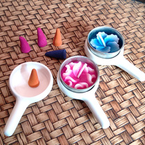  Scented lavender accessories ceramic small round candles u work candle Totai incense stove Anti-use special scalding candle spoon
