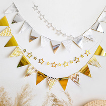 Hollow star pull pattern Internet celebrity background wall hot stamping five-pointed star triangle pull flag wedding birthday decoration arrangement
