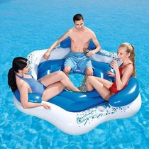 Cross-border inflatable floating island household water party pool party floating fire adult large floating row three-person floating island