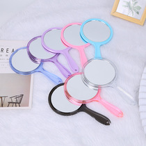 Puzi small plastic transparent handle double-sided mirror one flat mirror and one magnifying mirror double-sided mirror promotion