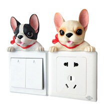 WWJZ dog switch sticker bedroom switch sticker creative wall sticker switch cover childrens animal puppy small socket decoration