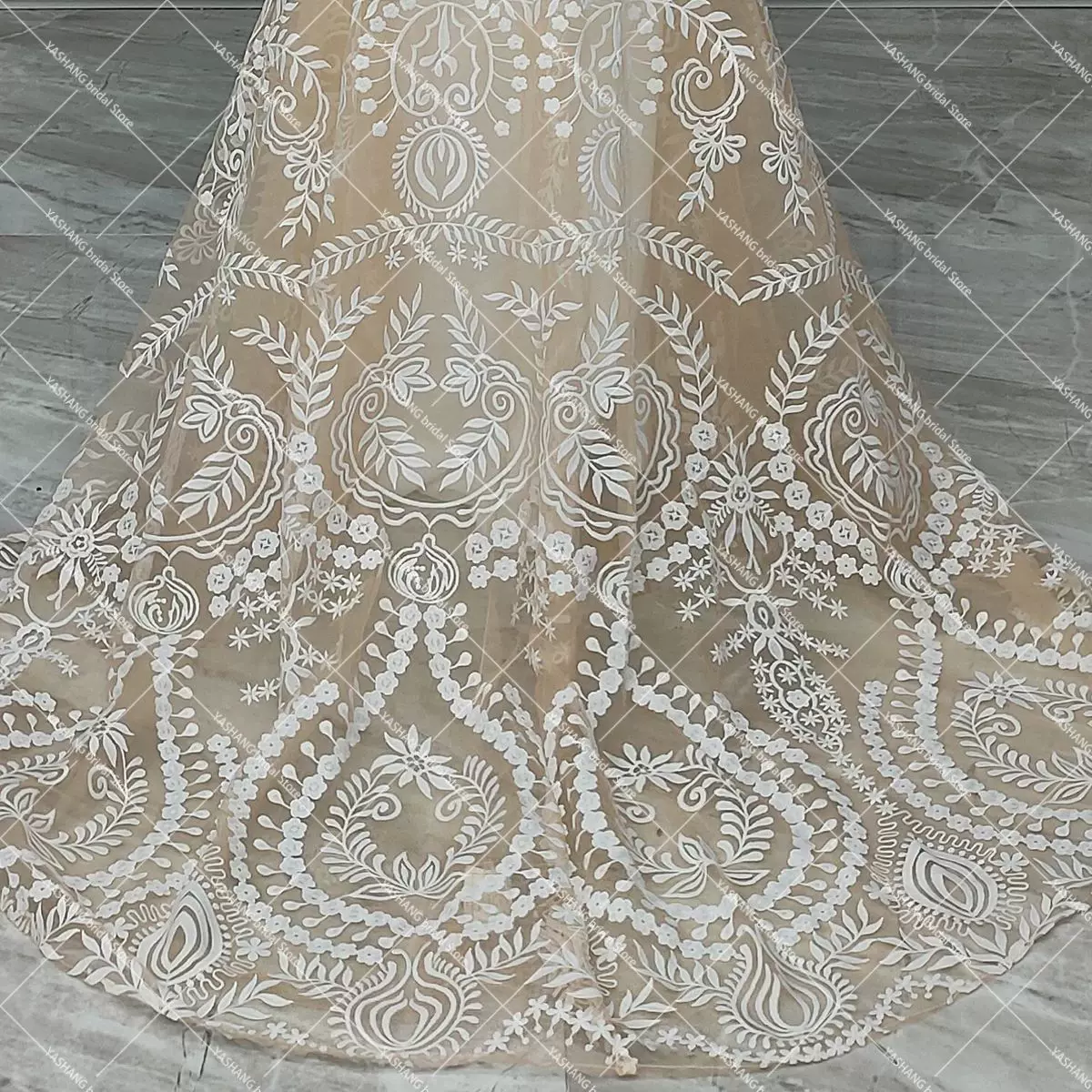 Boho длинные рукава батигу lace свадебное платье дроп-шиппинг custo