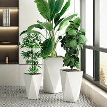 Self-absorbing large flowerpot Internet celebrity Bird of Paradise home living room high-end diamond-shaped resin floor-standing Nordic water storage basin