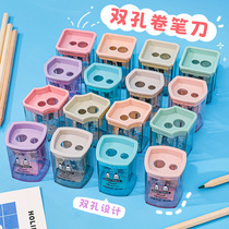 Childrens Cartoon Double Hole Pencil Sharpener Elementary School Student Creative Pencil Sharpener Cute Pencil Sharpener Portable Pencil Sharpener