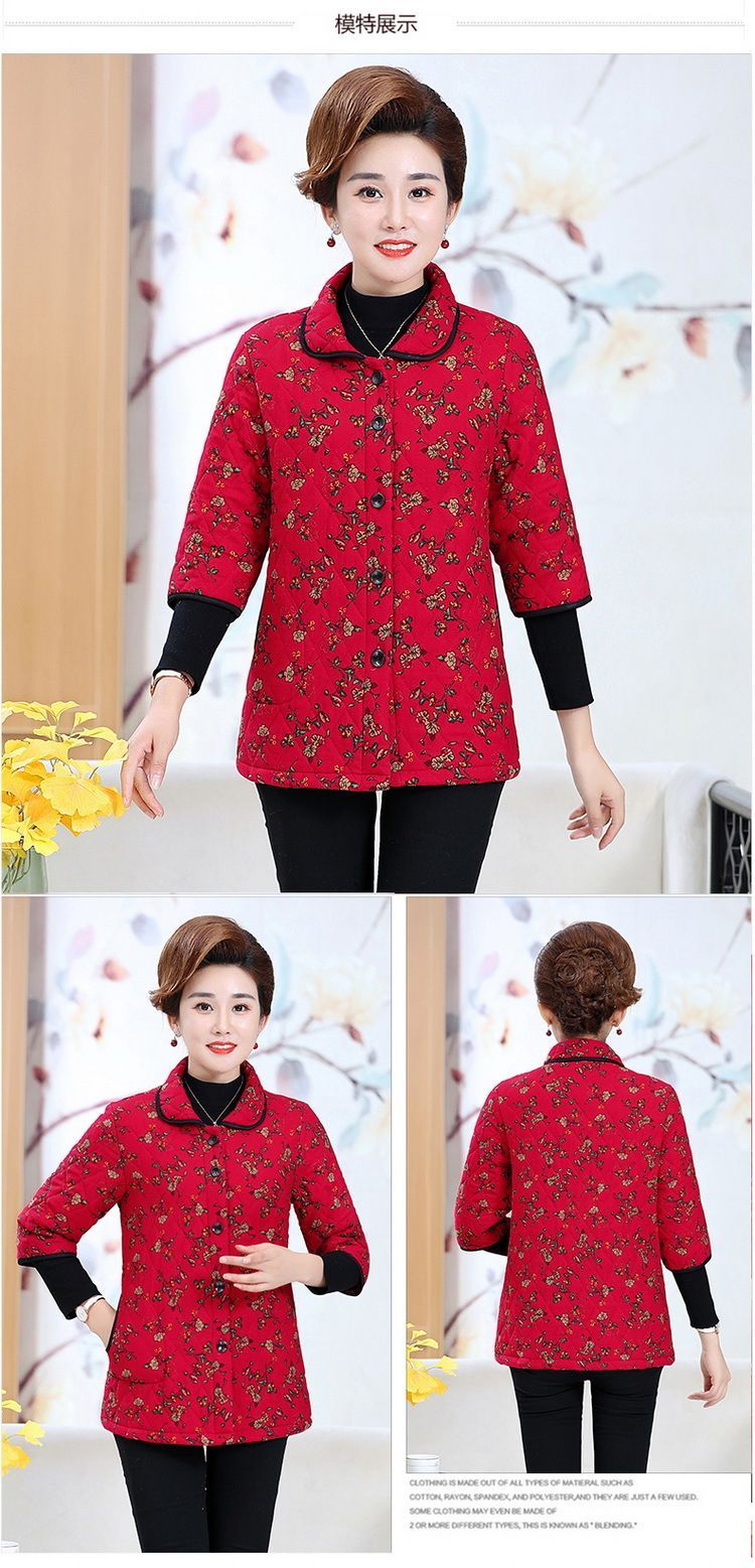 Phụ nữ trung niên và cao tuổi người Mỹ cộng với áo khoác cotton cỡ trung tay áo mùa thu và mùa đông mẹ với áo vest cotton tay áo cộng với kích thước nửa tay áo - Áo vest