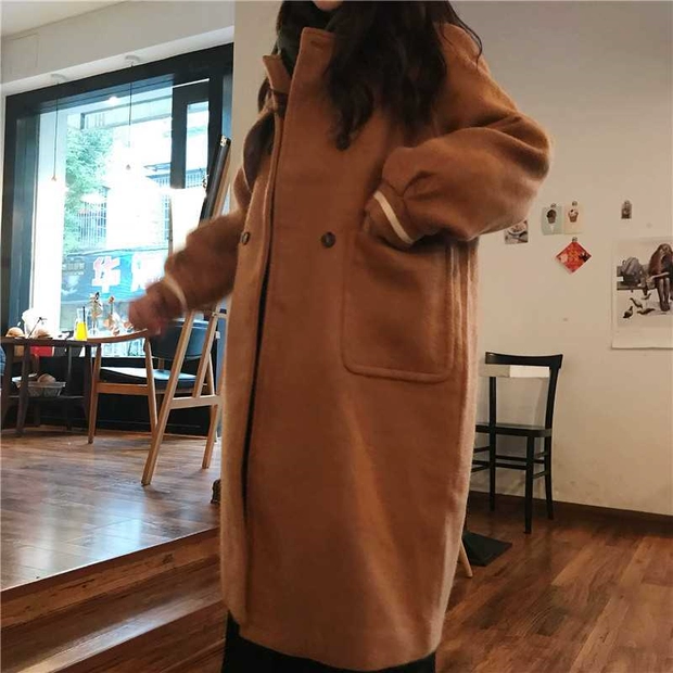 Mùa thu và mùa đông 2018 của phụ nữ mới retro lỏng áo len lông cừu học sinh thời trang áo khoác dài áo thủy triều