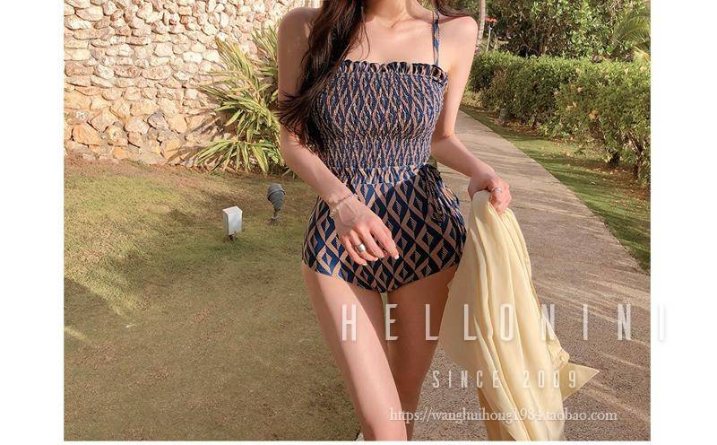 Hàn Quốc Dongdaemun Women Diamond Summer Dress Mới Slim Sexy Eo Eo Áo tắm bikini một mảnh - Bikinis