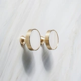 Оригинальная ручка из мрамора, кристаллов и золота из чистой латуни, скандинавская светлая роскошная кухонная мебель, дверца шкафа, круглая маленькая ручка