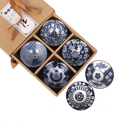 Kung fu tea set to restore ancient ways of blue and white porcelain ceramic tea set tea cup perfectly playable cup six masters cup gift box