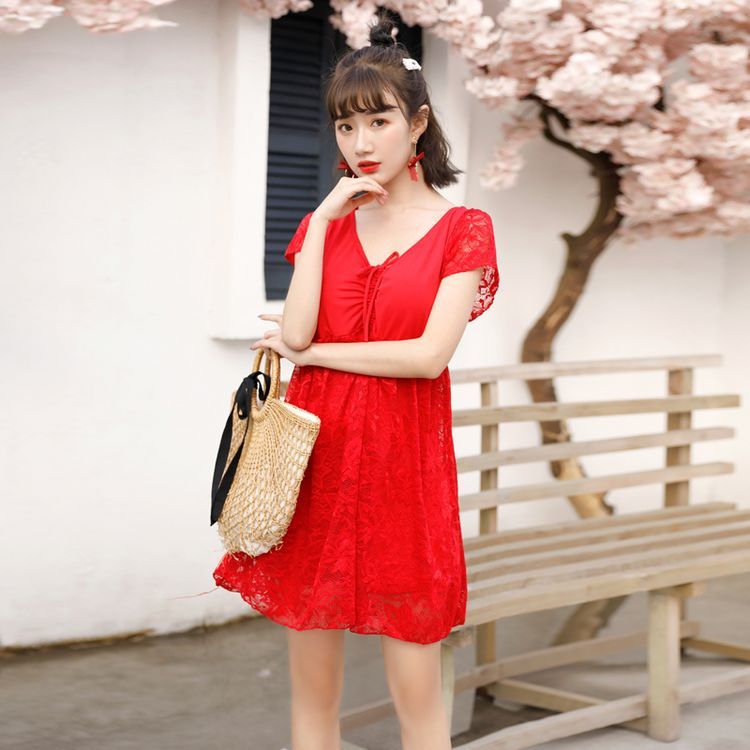 Áo tắm nữ 2019 mới siêu tiên Hàn Quốc che bụng giảm béo cộng với váy cỡ một mảnh boxer sexy bộ đồ bơi suối nước nóng - Bộ đồ bơi One Piece