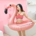 Vòng bơi hồng hạc tại chỗ Xiao Lu 120cm để tăng độ dày phao cứu sinh bơm hơi đính kết vàng hồng - Cao su nổi
