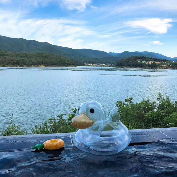 Vòng bơi cho bé lưới màu đỏ hàn quốc vòng đeo dưới cánh tay trong suốt đầu to vịt vòng bơi phao phao phao cứu sinh vòng ghế 0-7 tuổi - Cao su nổi