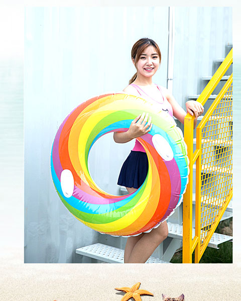 Vòng kẹo mút trẻ em người lớn vòng bơi dày vòng nách vòng tròn màu vòng bơi vòng chơi nước vòng một lớp vòng bơi dày - Cao su nổi