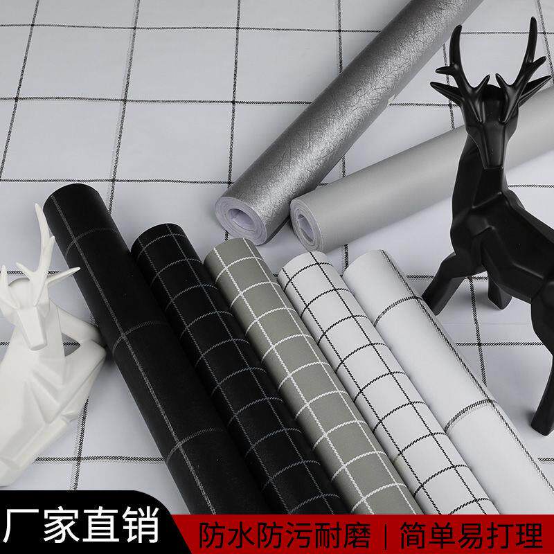 Wallpaper thickened self-adhesive ultra-thick bedroom wall Gym student bed paper bedroom sticky black and white decoration transformation