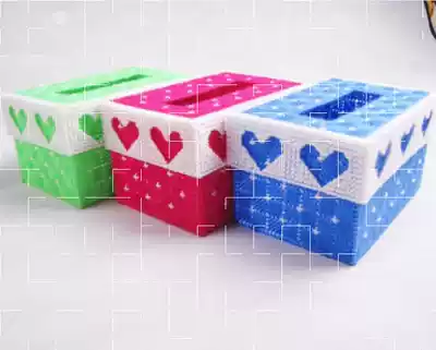 Cross-stitch carton self-embroidery desktop box Hand-embroidered tissue box Study gift decoration new thread embroidery embroidery products