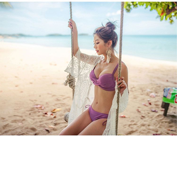 Ưu đãi đặc biệt phiên bản Hàn Quốc của bikini áo tắm nữ size ngực tập hợp bikini ba điểm gợi cảm lưới đỏ áo tắm eo cao - Bikinis